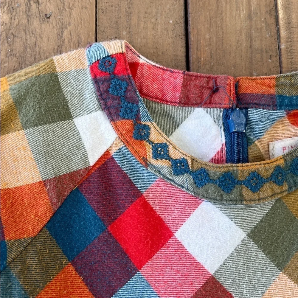 Pink Chicken autumn Plaid Dress 3T flannel cozy